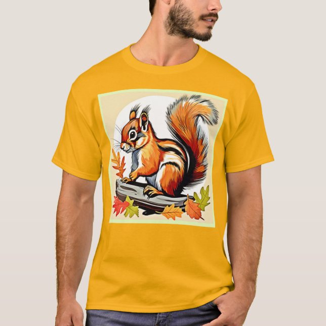Camiseta Design de Charme de Esquilo de Outono (Frente)