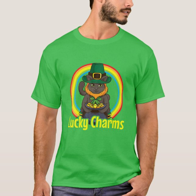 Camiseta Design de Charmes Sortudos Para Ruas. Dia dos Patr (Frente)