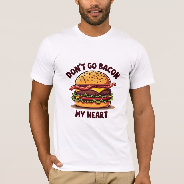 Camiseta Design de Cheeseburger Amante de Bacon com Piada d (Frente)