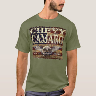 Camiseta Design de Chevy Camaro contra a bandeira corrmoída