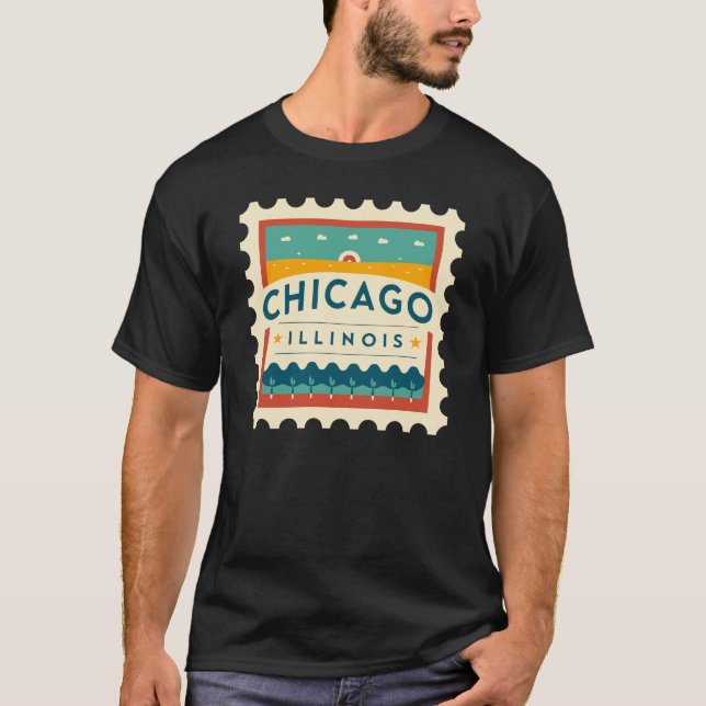 Camiseta Design de Chicago Illinois Vintage (Frente)
