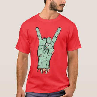 Camiseta Design de Chifre Metálico Morto Zombie