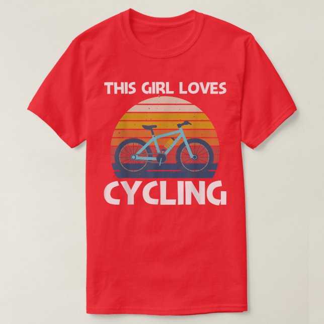 Camiseta Design de Ciclismo legal Para Meninas Movendo Bici (Frente do Design)