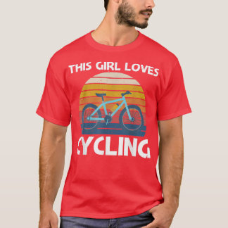 Camiseta Design de Ciclismo legal Para Meninas Movendo Bici