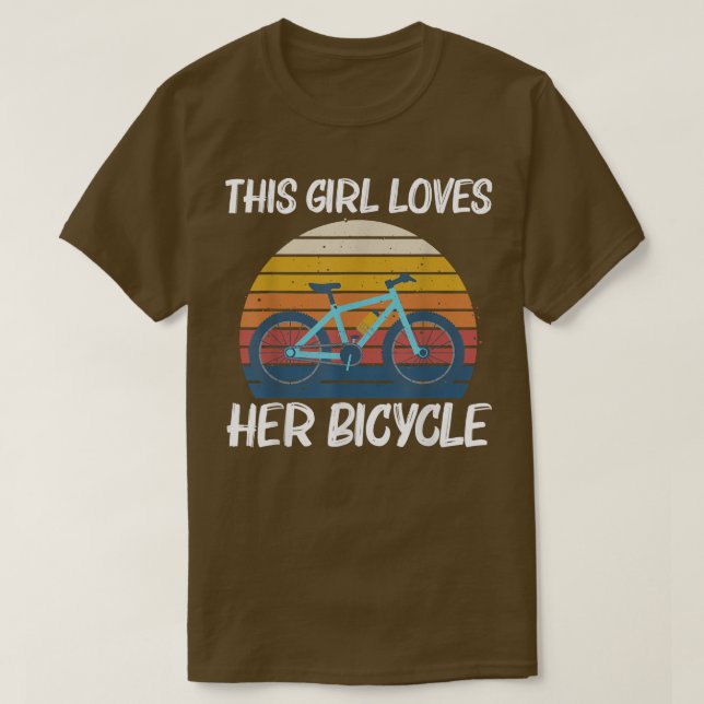 Camiseta Design de Ciclismo legal Para Meninas Movendo Bici (Frente do Design)