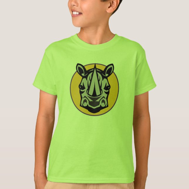 Camiseta design de círculo de rinoceronte mascote (Frente)