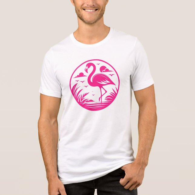 Camiseta Design de Círculo de Verão Flamingo Rosa-68730 (Frente)