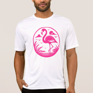 Camiseta Design de Círculo de Verão Flamingo Rosa-68730