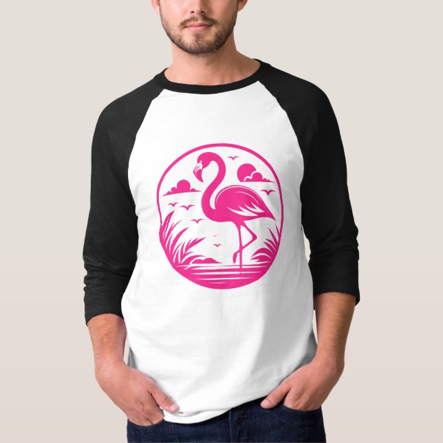 Camiseta Design de Círculo de Verão Flamingo Rosa-68730 (Frente)