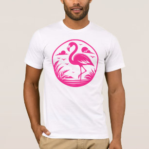 Camiseta Design de Círculo de Verão Flamingo Rosa-68730