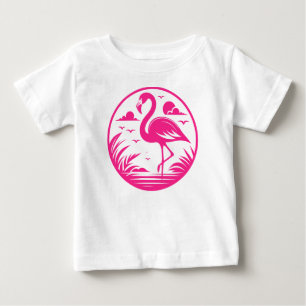 Camiseta Design de Círculo de Verão Flamingo Rosa-68730