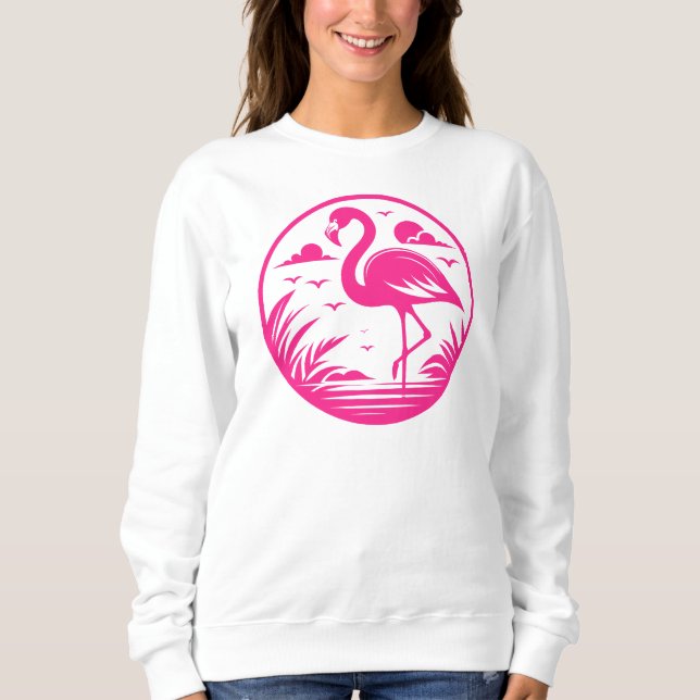 Camiseta Design de Círculo de Verão Flamingo Rosa-68730 (Frente)