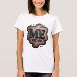 Camiseta Design de Citação Artística em Azul-Verde ME EST 1