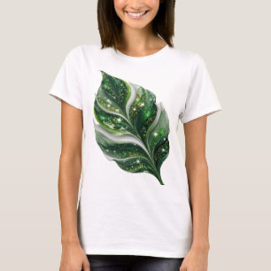 Camiseta Design de Citação Atraente Folha Verde com Estrela