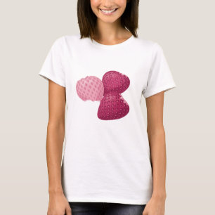 Camiseta Design de Citação Corações de Morango Rosa Snappy