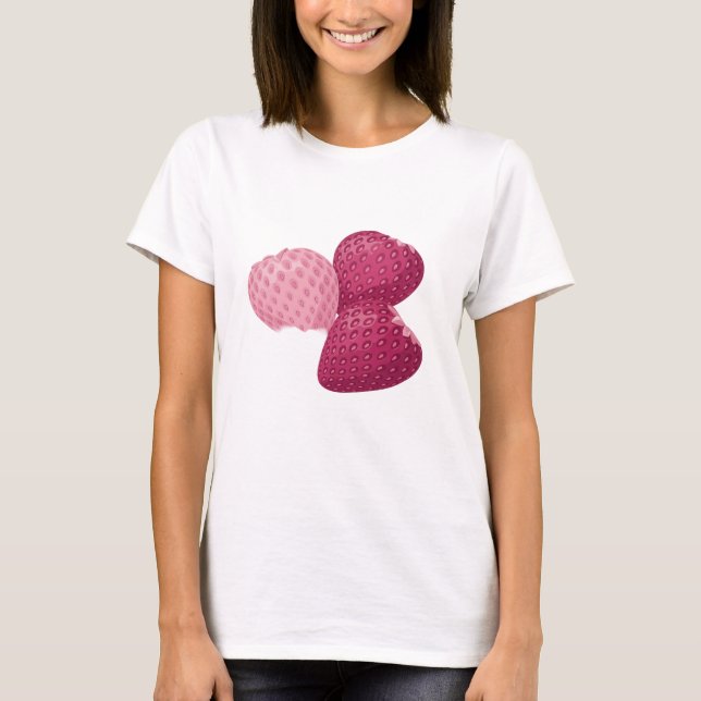 Camiseta Design de Citação Corações de Morango Rosa Snappy (Frente)