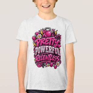 Camiseta Design de Citação de Academia Rosa Implacável Pode