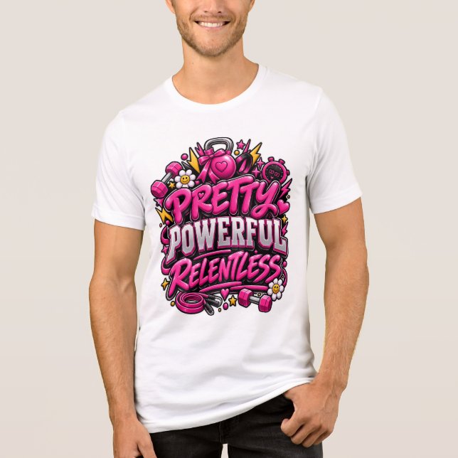 Camiseta Design de Citação de Academia Rosa Implacável Pode (Frente)
