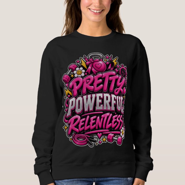 Camiseta Design de Citação de Academia Rosa Implacável Pode (Frente)