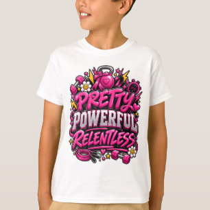 Camiseta Design de Citação de Academia Rosa Implacável Pode
