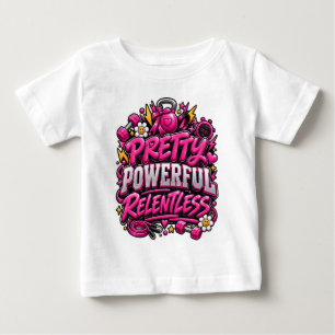 Camiseta Design de Citação de Academia Rosa Implacável Pode