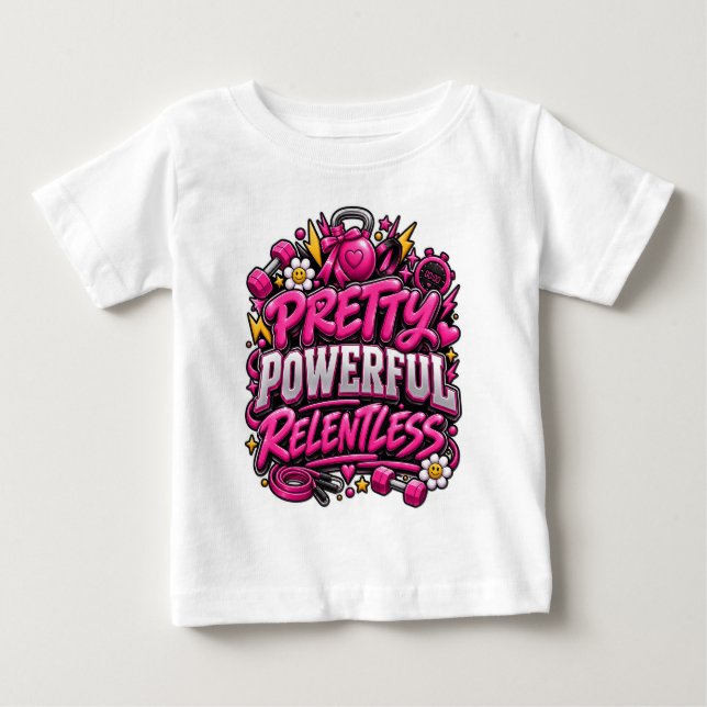 Camiseta Design de Citação de Academia Rosa Implacável Pode (Frente)