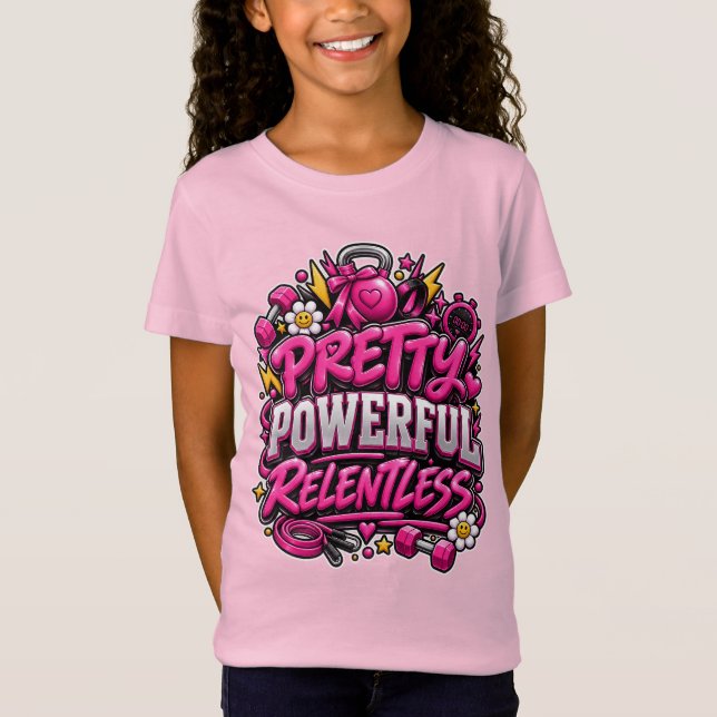 Camiseta Design de Citação de Academia Rosa Implacável Pode (Frente)