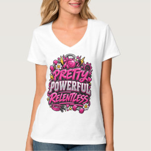 Camiseta Design de Citação de Academia Rosa Implacável Pode