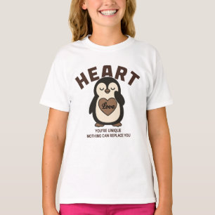 Camiseta Design de Citação de Amor com Coração de Pinguim F