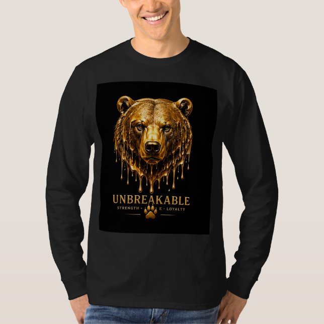 Camiseta Design de Citação de Força Inquebrantável de Urso  (Frente)