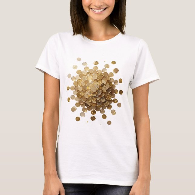Camiseta Design de citação EXPLOSÃO DE MOEDAS DE OURO Doura (Frente)