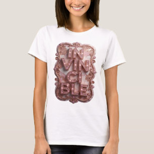 Camiseta Design de Citação INVENCÍVEL Rosa Marcante