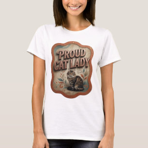 Camiseta Design de Citação PROUD CAT LADY Laranja na Moda