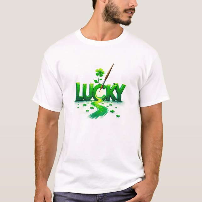 Camiseta Design de Clover para Rua. Dia de Patrick (Frente)