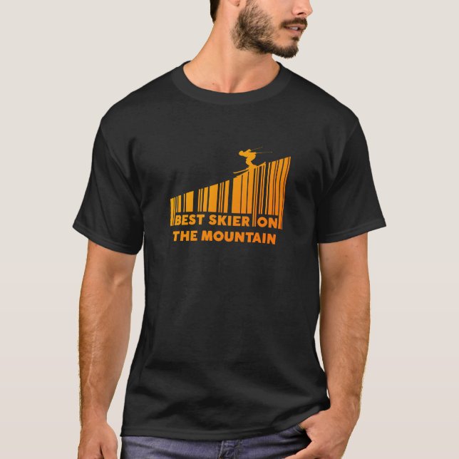 Camiseta Design de Código de Barras legal Melhor Esquiador  (Frente)