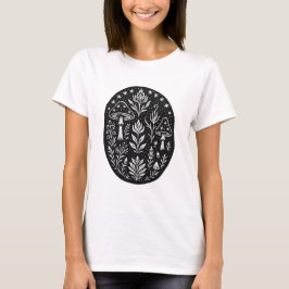 Camiseta Design de Cogumelo Boho Místico – Arte Folclórica