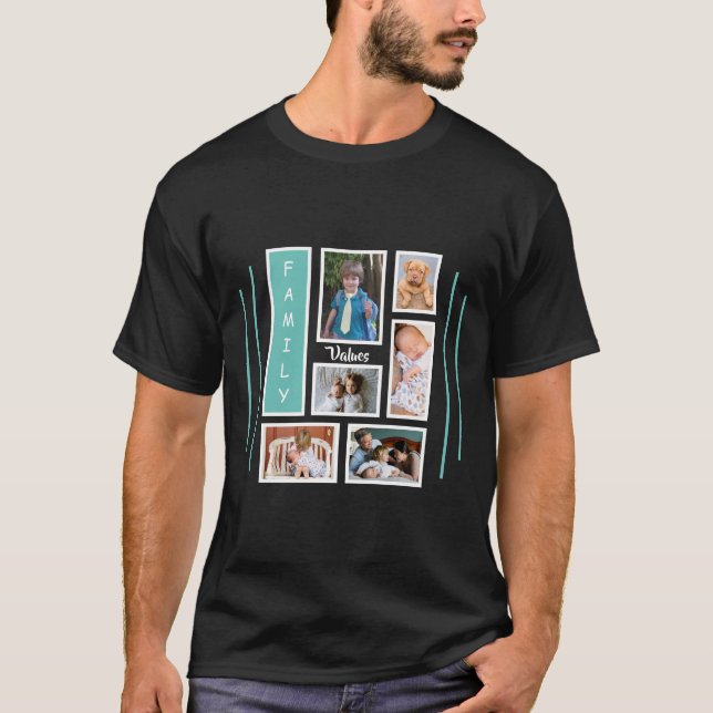 Camiseta Design de Colagem de Fotografia da Família de Text (Frente)