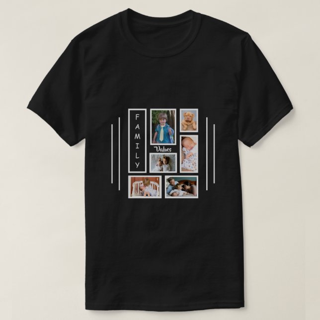 Camiseta Design de Colagem de Fotos Personalizada Preto (Frente do Design)
