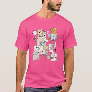 Camiseta Design de colagem de rostos de animais caprichosos