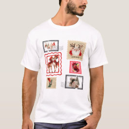 Camiseta Design de colagem de selo postal de Natal vintage