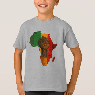 Camiseta Design de Contorno Pan-Africano Raised Fist & Afri