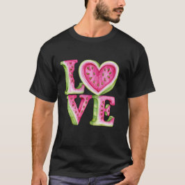 Camiseta Design de Coração de Amor de Melancia Fofa