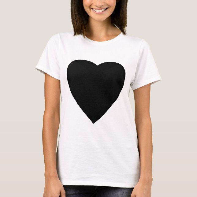 Camiseta Design de Coração de Amor Negro e Branco. (Frente)