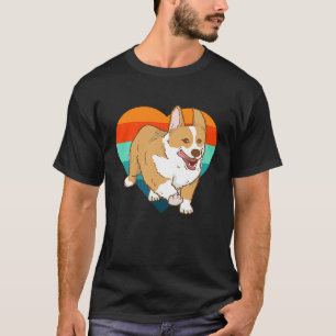 Camiseta Design de Coração de Corgi Fofo e Retrô     1