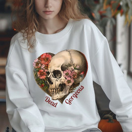 Camiseta Design de Coração Floral Crânio