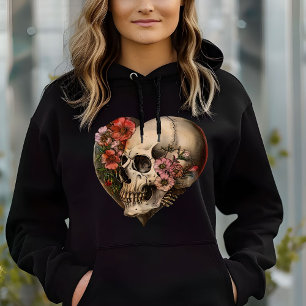 Camiseta Design de Coração Floral Crânio