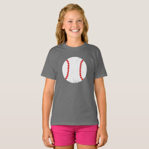 Camiseta Design de costura simples com coração de baseball