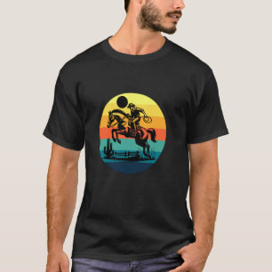 Camiseta Design de Cowboy Western Retrô para Homem Cavaleir