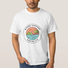 Camiseta Design de Criação do Rio Azul-Laranja Pacífico