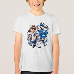 Camiseta Design de Criança Streetwear do Garoto Branco do A